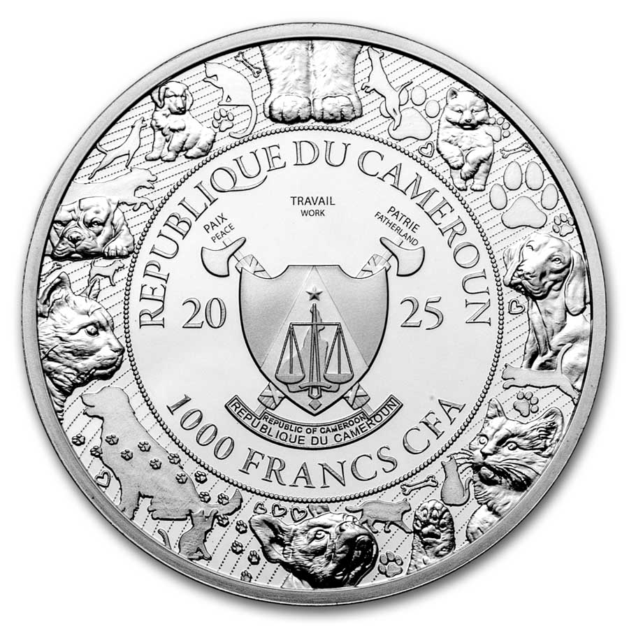 2025 Cameroon 1 oz Silver AI•NIMALS Cat Pirate (w/ Box & COA)