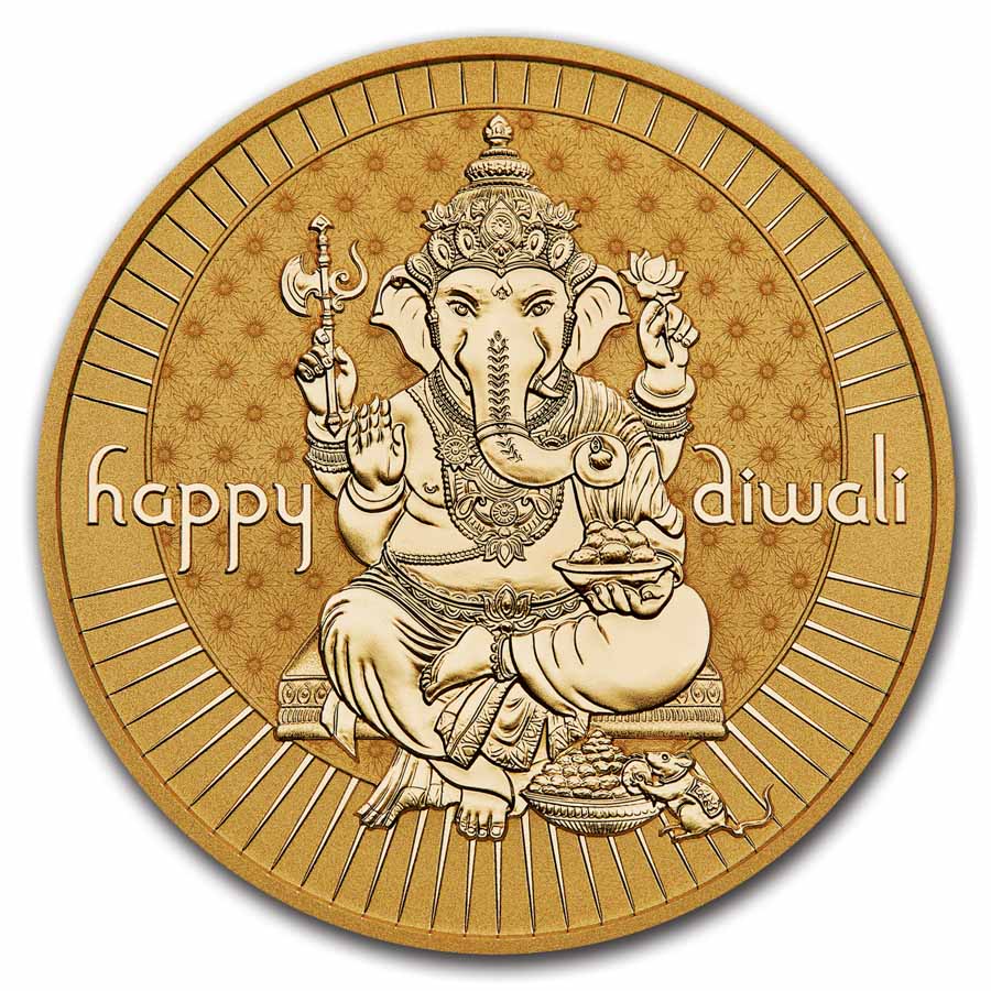 2024 Tuvalu 1 oz Silver Gilded Diwali Medallion Proof