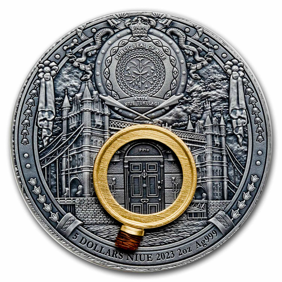 2024 Niue 2 oz Silver Antique Sherlock Holmes: Study in Scarlet