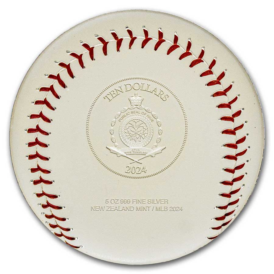 2024 Niue 5 oz Silver $10 MLB Logo on Baseball