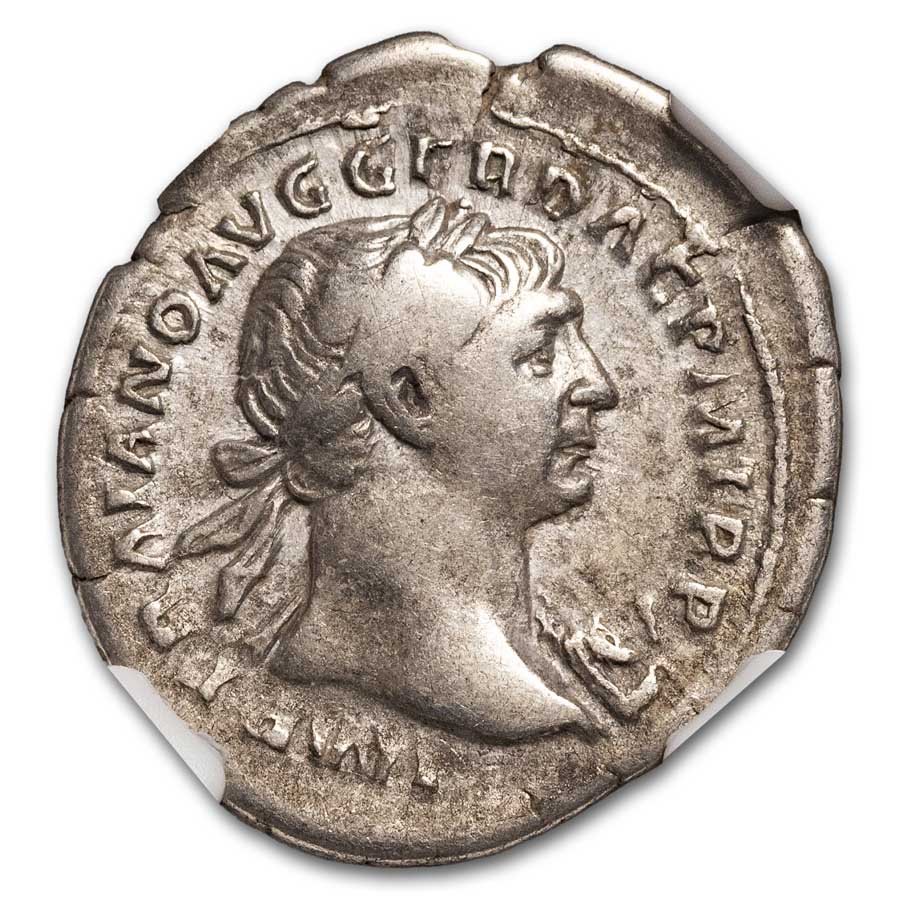 Roman AR Silver Denarius Emperor Trajan (98-117 AD) Ch Fine NGC