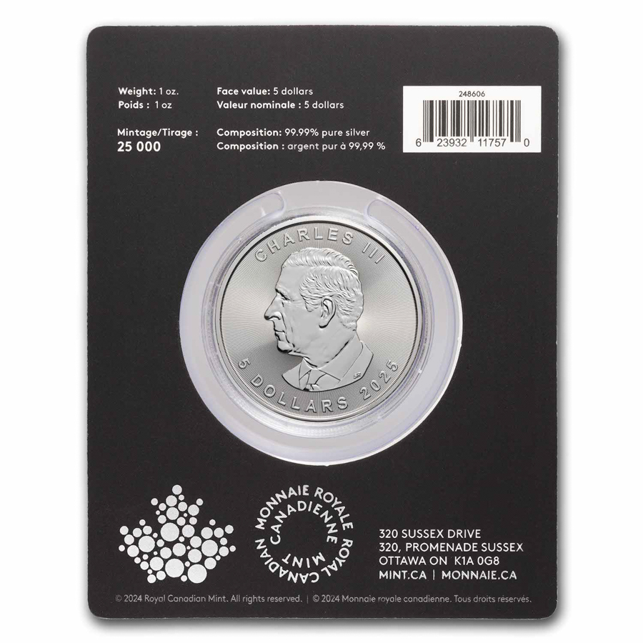 2025 RCM $5 1 oz Silver Treasured Silver Maple Polar Bear Privy