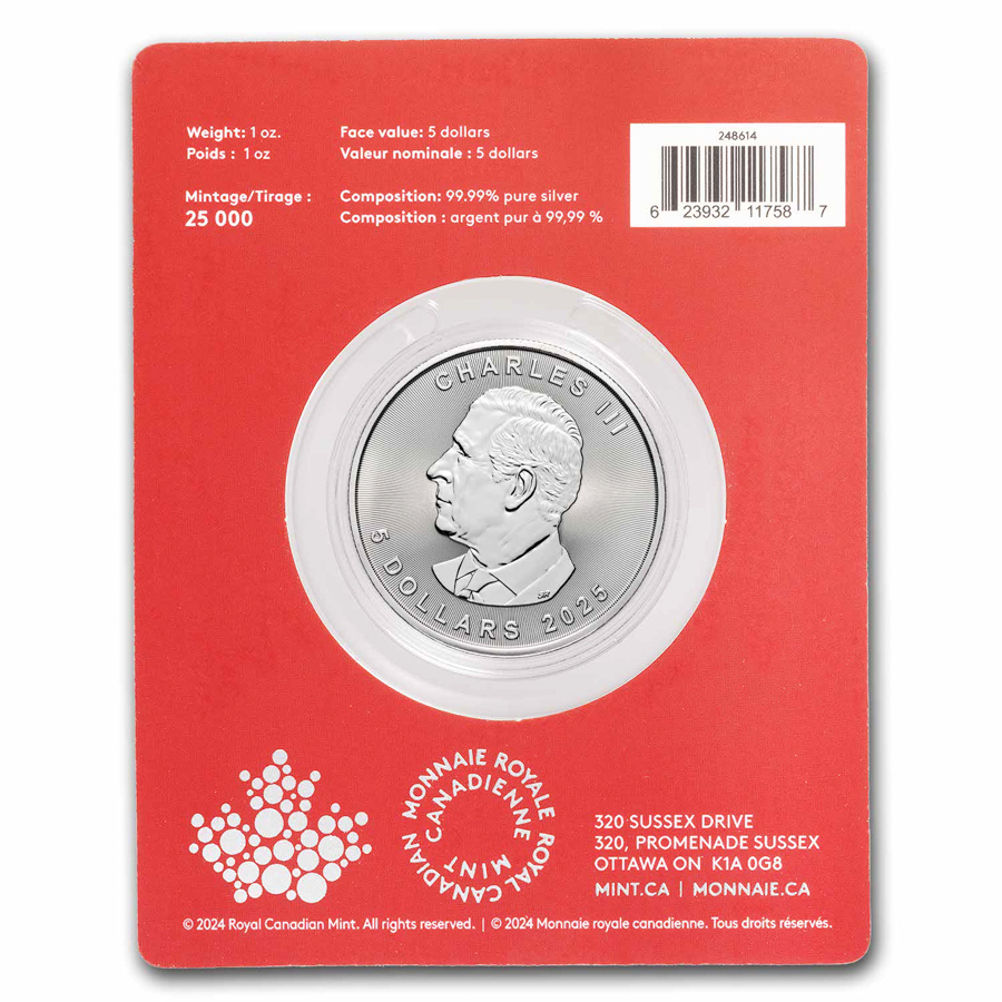 2025 RCM $5 1 oz Silver Treasured Maple Leaf Year of the Snake