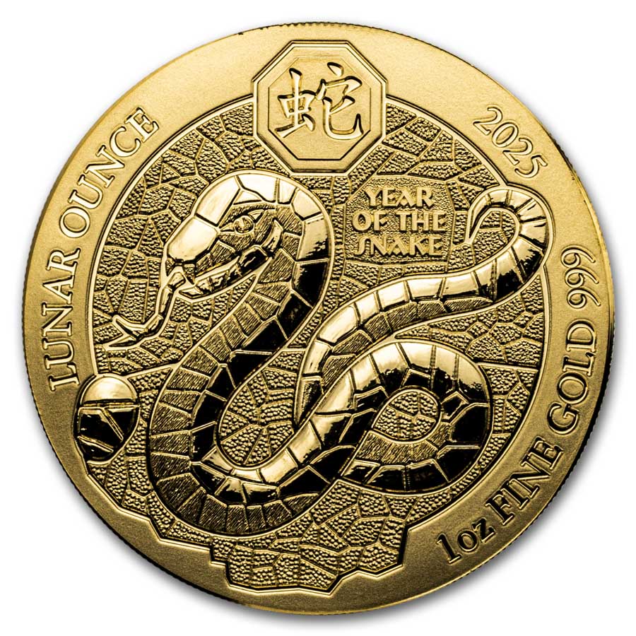 2025 Rwanda 1 oz Gold Lunar Year of the Snake BU