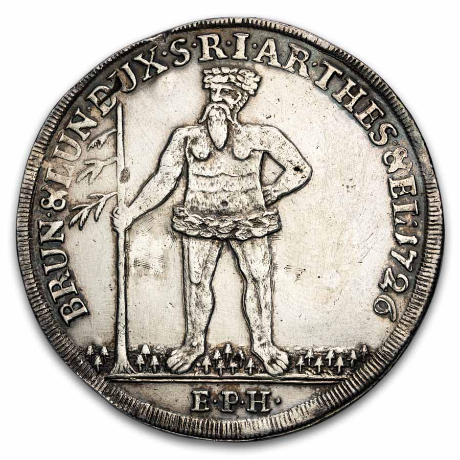 1726 German States Brun-Lun-Cal-Hann Silver Wild Man Thaler XF