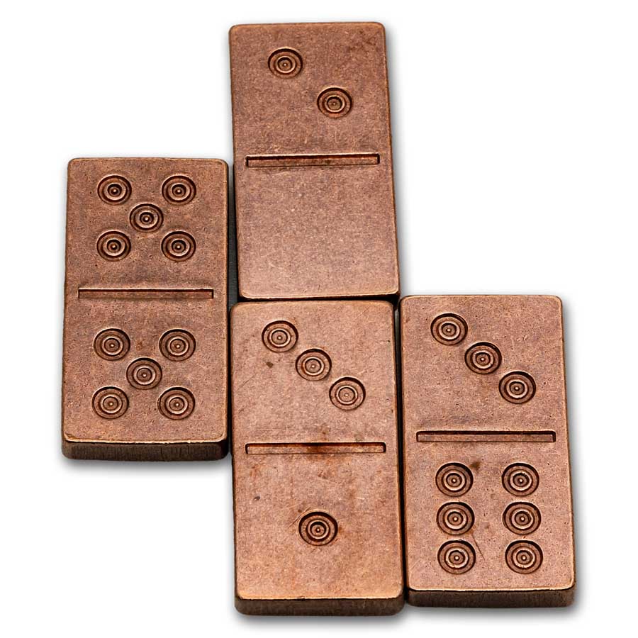 Copper Domino Double Six Set - Traditional Viking Design