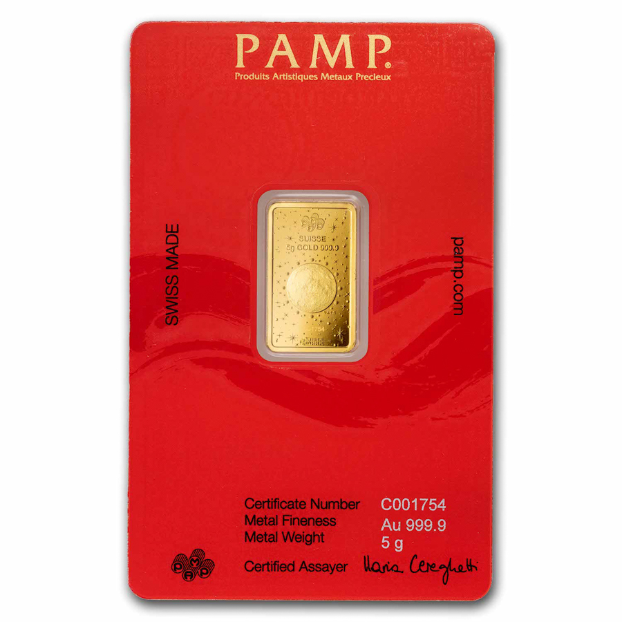 2025 5 gram Gold Bar - PAMP Lunar Legends White Snake (In Assay)