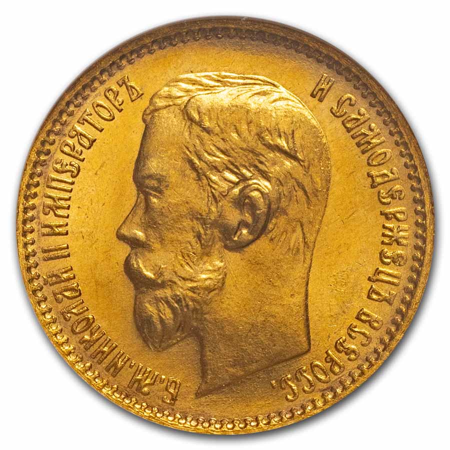 1902 Russia Gold 5 Roubles Nicholas II MS-66 NGC