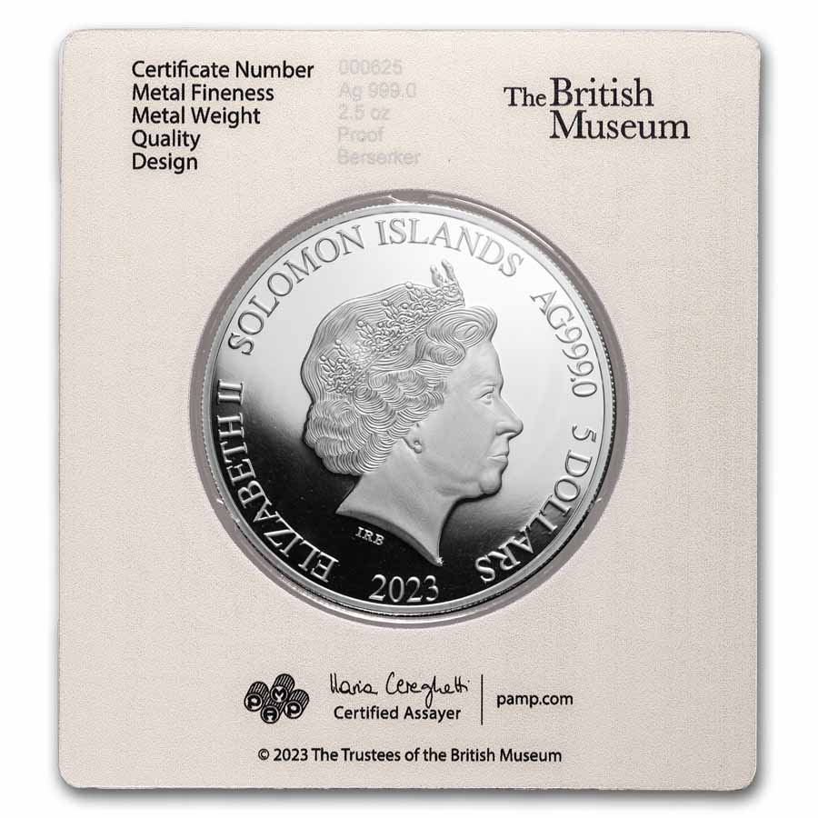 2023 2.5 oz Silver $5 SI British Museum - 12th Century Berserker