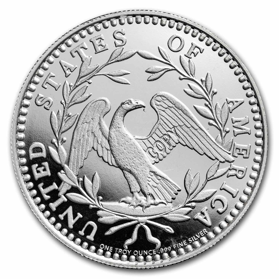 1 oz Silver Round - Flowing Hair Dollar Design