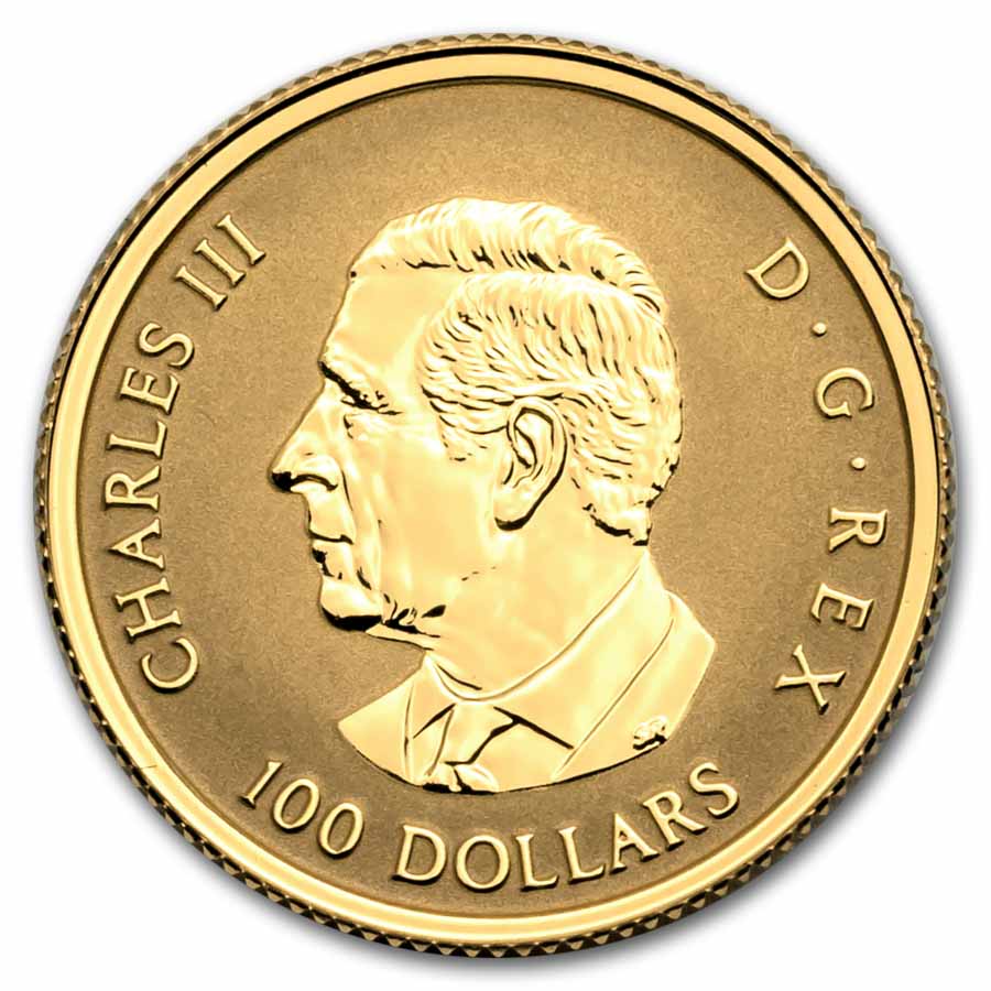 2025 Canada Gold $100 Gleaming Maple Leaves