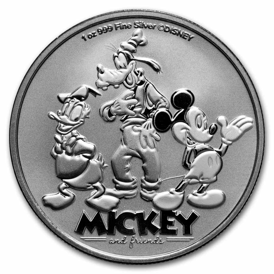 2025 Niue 1 oz Silver $2 Disney Mickey, Donald & Goofy BU