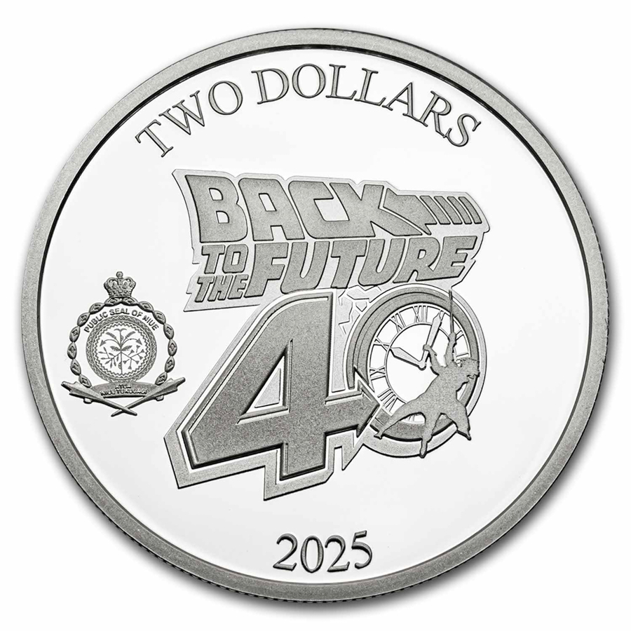 2025 Niue 1 oz Silver $2 Back to the Future 40 Anniversary Proof