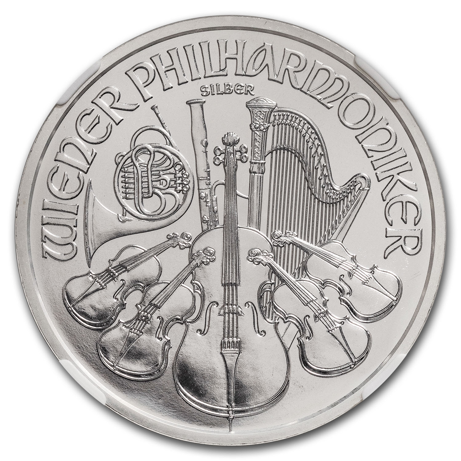 2015 Austria 1 oz Silver Philharmonic MS-69 NGC ER (Milk Spots)