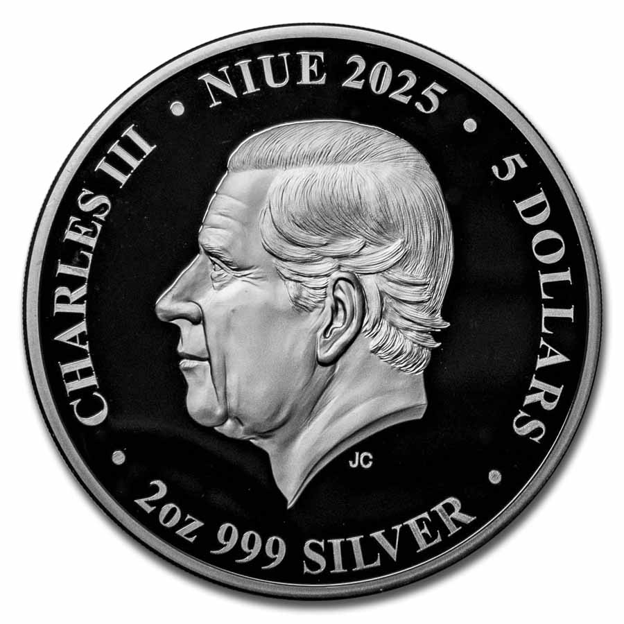 2025 Niue 2 oz Silver Black Proof The Raven (w/ Box & COA)