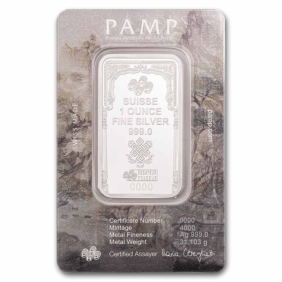 1 oz Silver Bar - PAMP Suisse (Lucky Buddha)