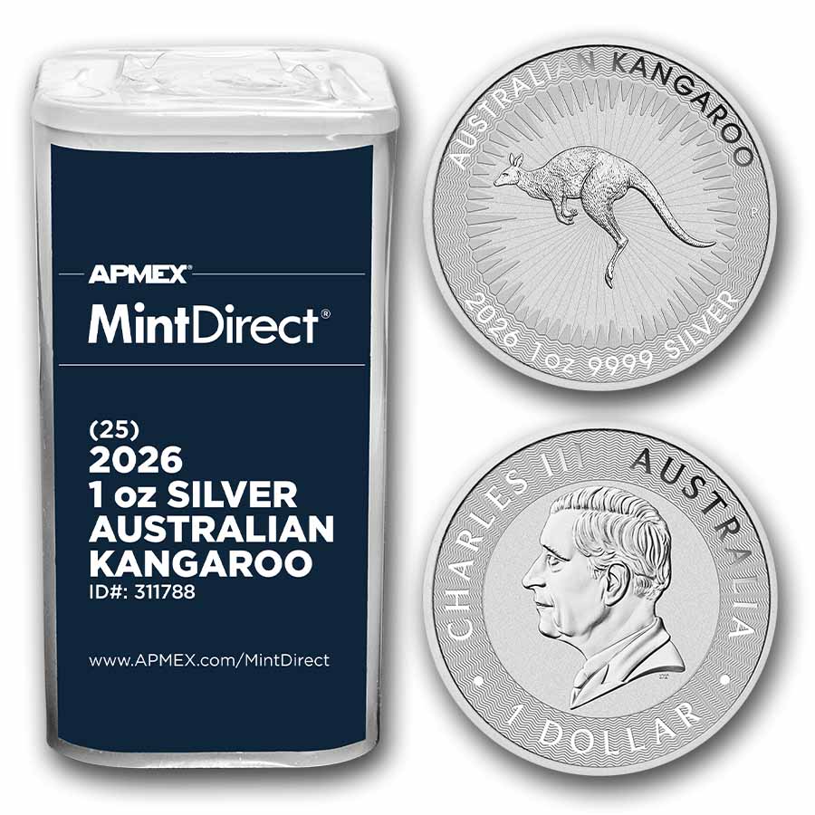 2026 Australia 1 oz Silver Kangaroo (25-Coin MintDirect® Tube)