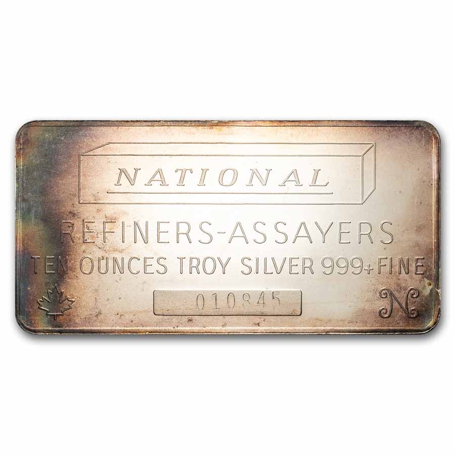 10 oz Silver Bar - National Refiners-Assayers (Canada Horizontal)