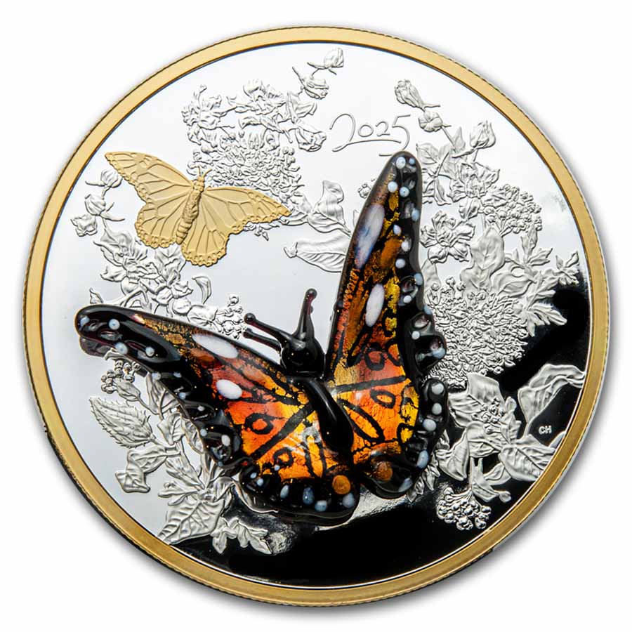 2025 Canada Silver Murano Monarch Butterfly (Box/COA)