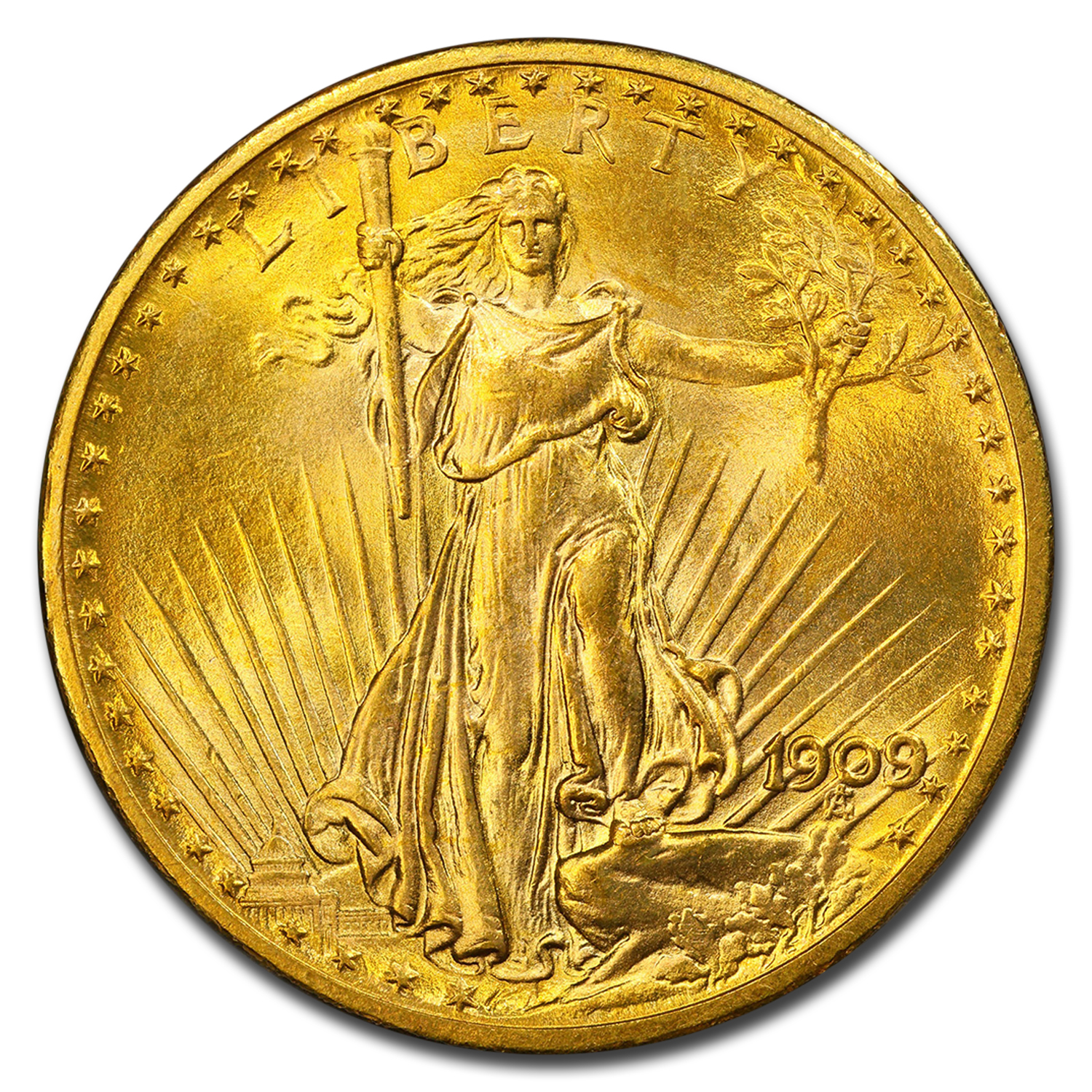 1909/8 $20 Saint-Gaudens Gold Double Eagle MS-65 PCGS