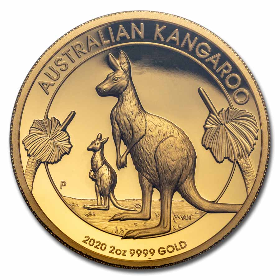 2020 Australia 2 oz Gold Kangaroo PR-70 DCAM High Relief