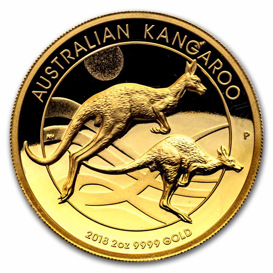 2018 AUS 2 oz Gold Kangaroo High Relief PR-70 DCAM PCGS