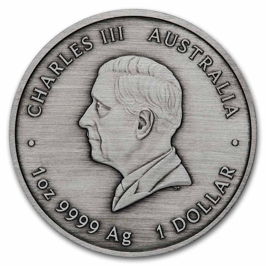 2025 AUS 1 oz Silver Pillar Dollar Antiqued (Box, COA)