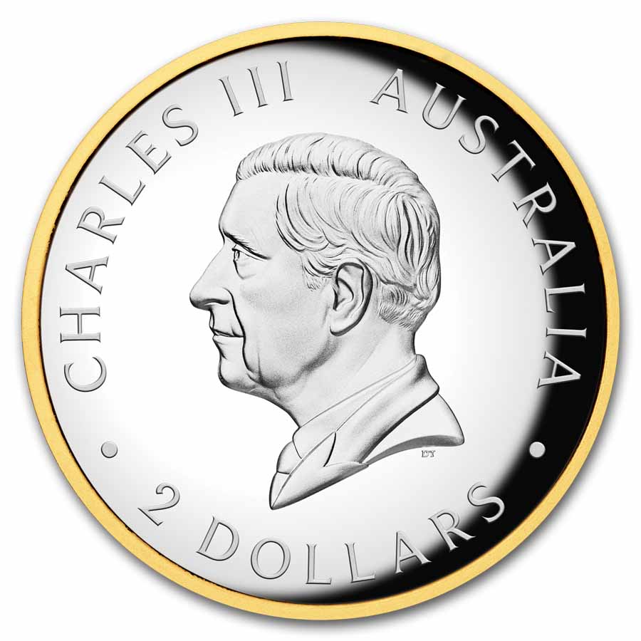 2025 AUS 2 oz Silver Gilded Australian Kookaburra Proof (HR)