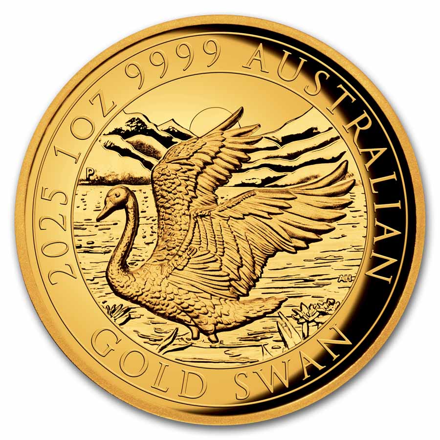 2025 Australia 1 oz Gold Swan Proof (HR, w/Box & COA)