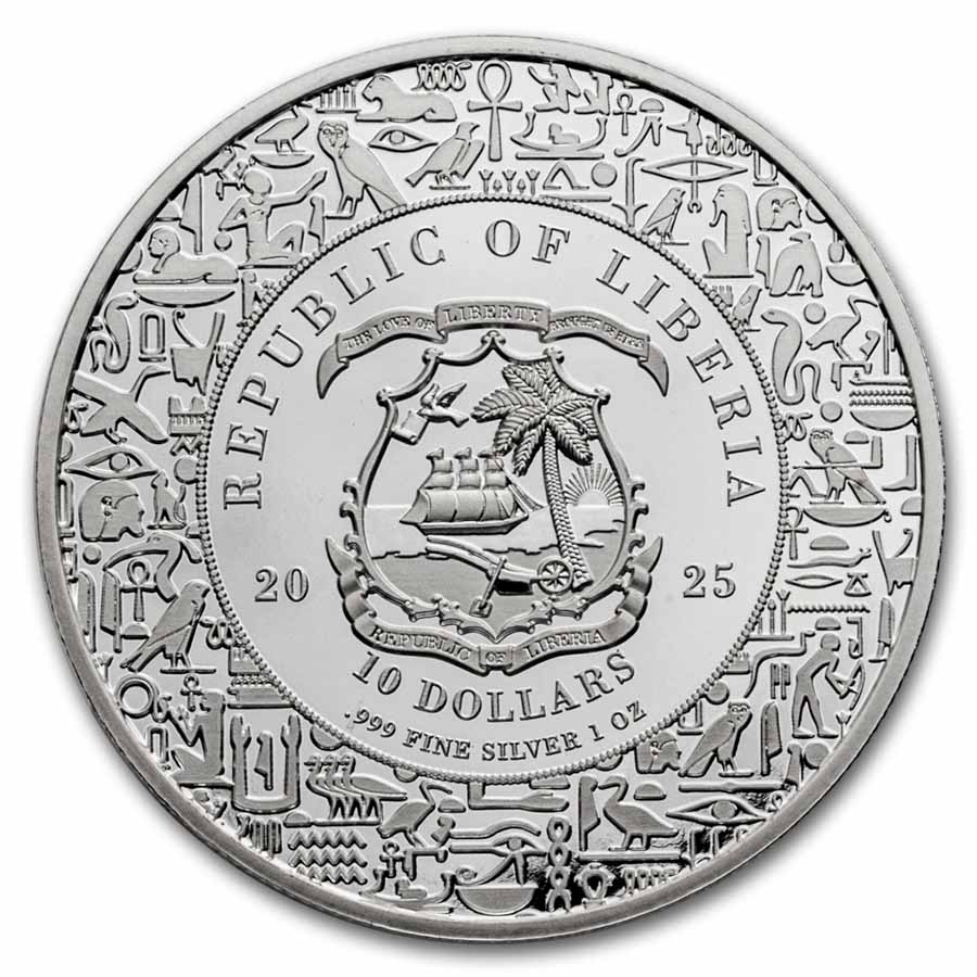 2025 Liberia 1 oz Silver Egyptian Heritage: Bastet