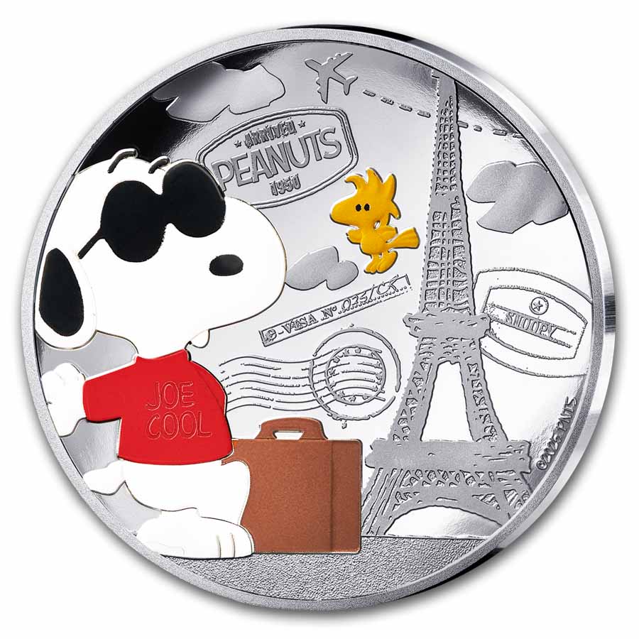2025 France €10 Silver Proof Snoopy 75 Years of Peanuts Colorized