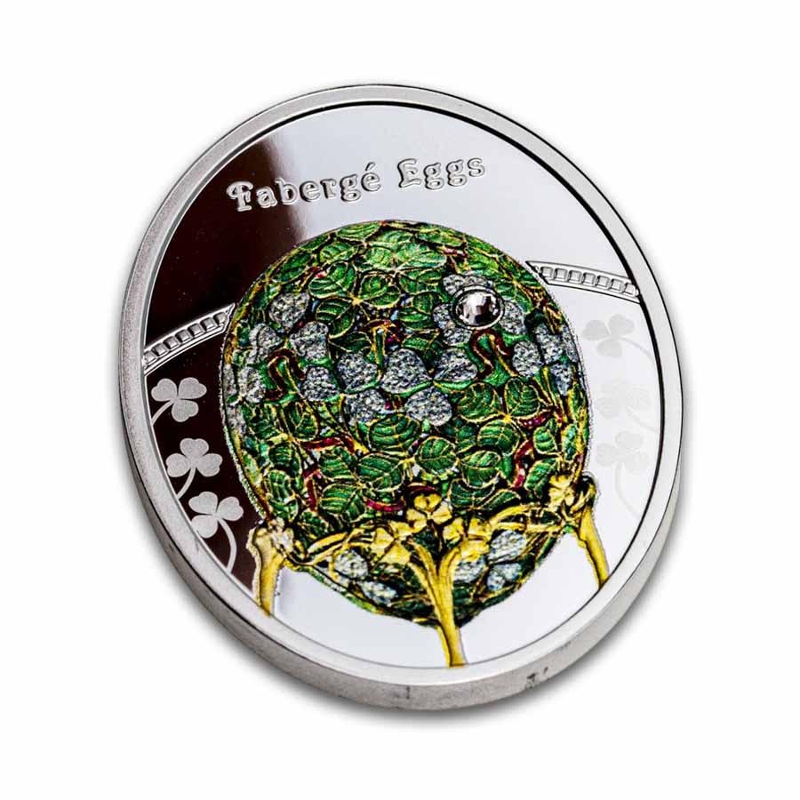 2025 Niue Silver Faberge Eggs: Clover Leaf Egg (Box & COA)