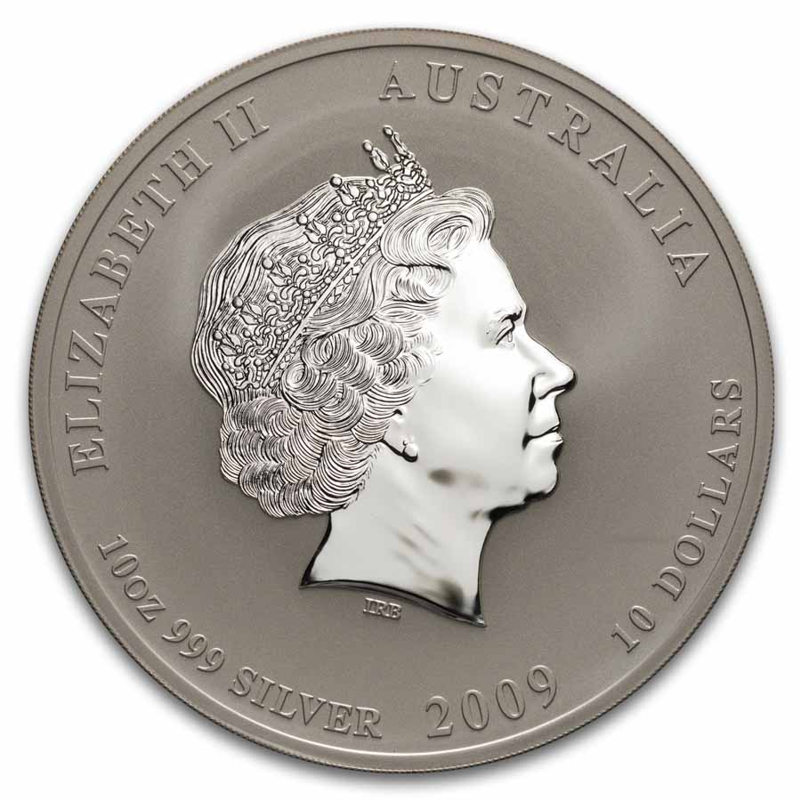 2009 Australia 10 oz Silver Colorized Year of the Ox BU (SII)