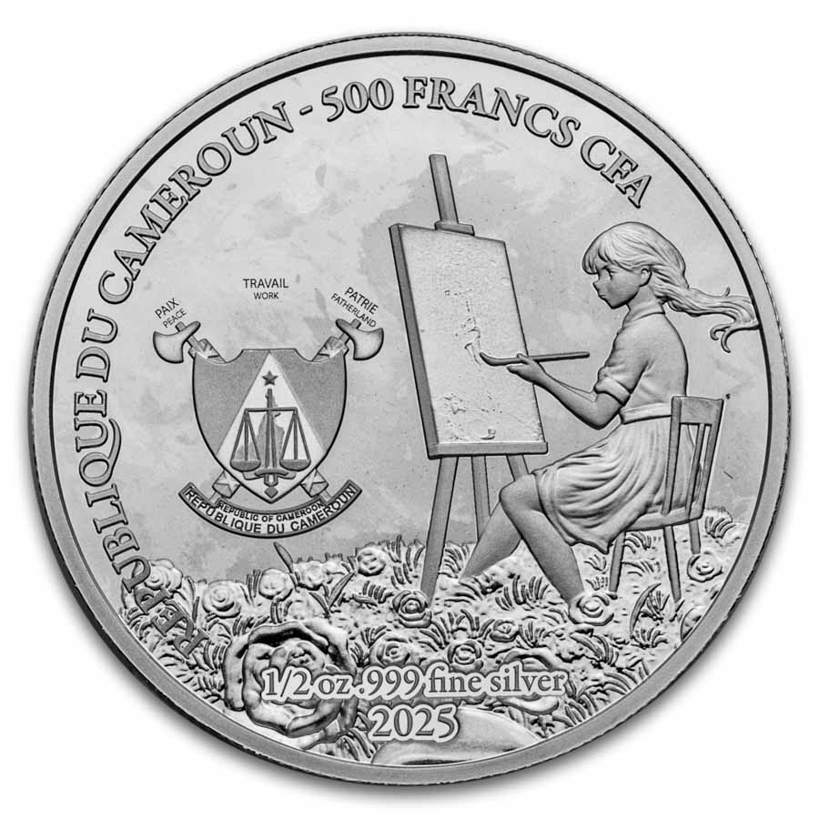 2025 Cameroon 1/2 oz Silver AI•NIME Art: Mono Lisa (In Blister)