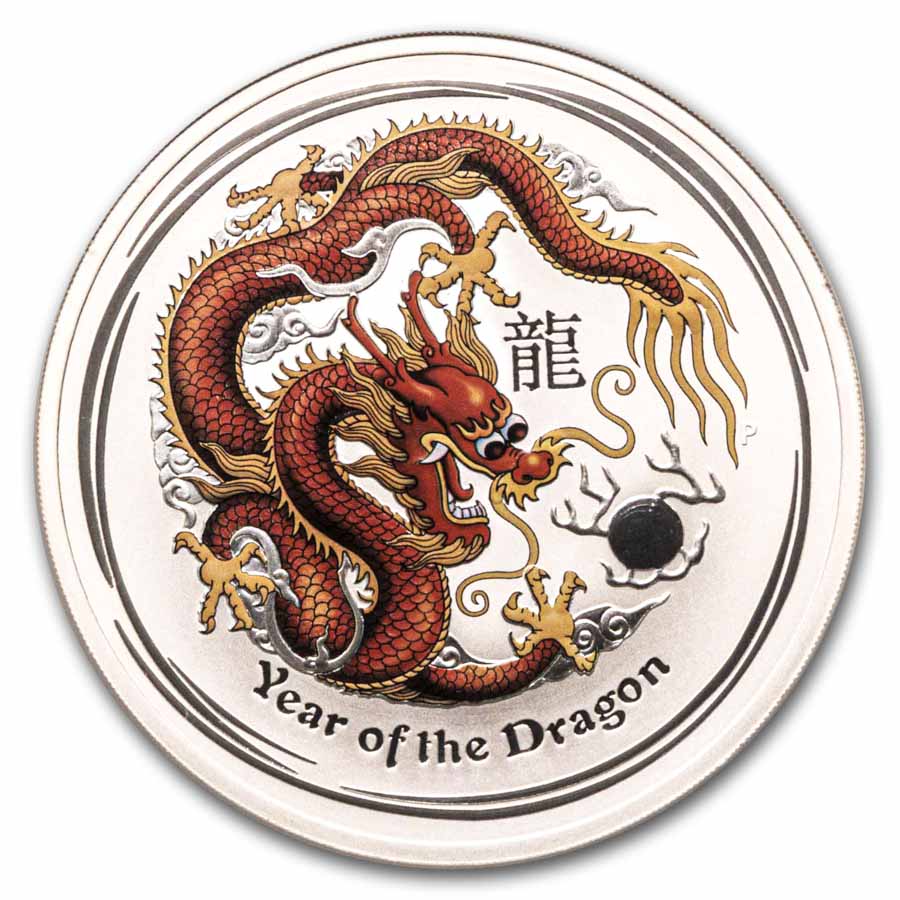 2012 Australia 10 oz Silver Colorized Dragon MS-69 NGC