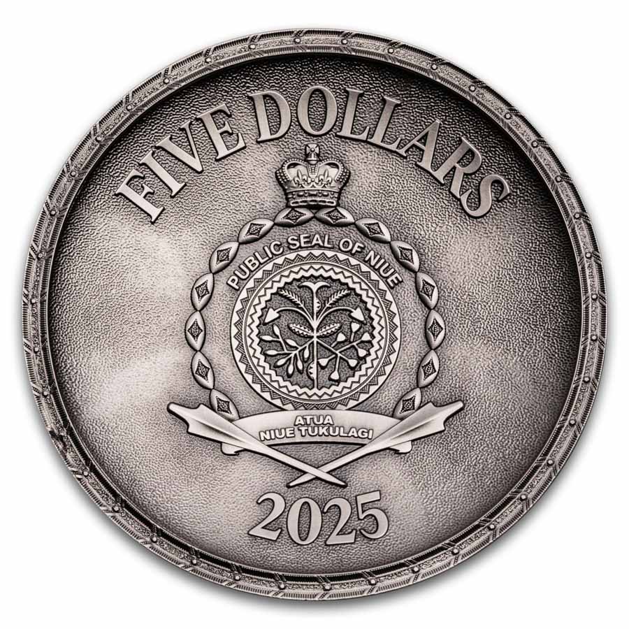 2025 Niue 2 oz Silver Ghisi Shield High-Relief Coin