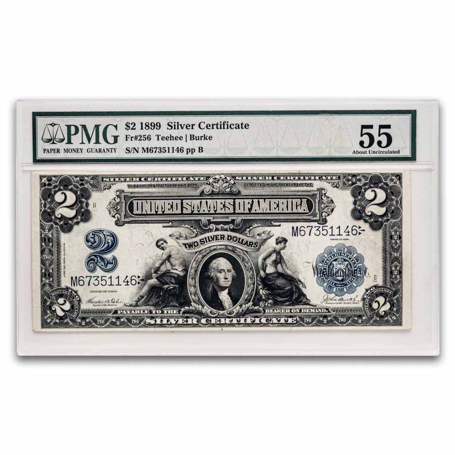 1899 $2.00 Silver Cert. George Washington AU-55 PMG (Fr#256)