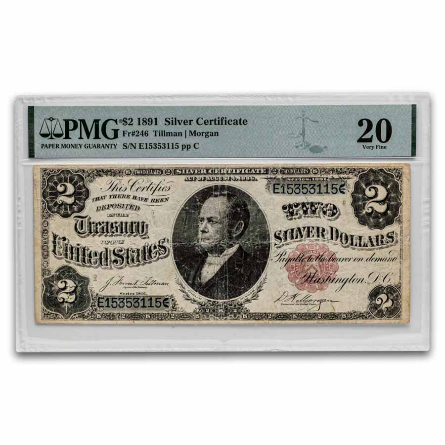 1891 $2.00 Silver Certificate Windom VF-20 PMG (Fr#246)