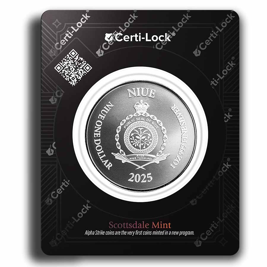 2025 Niue 1 oz Silver Lady Justice (Alpha Strike Certi-Lock®)