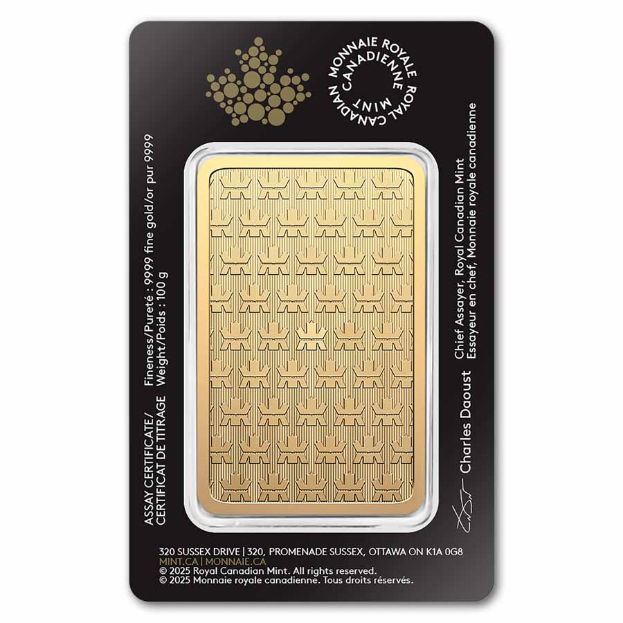 100 gram Gold Bar - Royal Canadian Mint (In Assay)