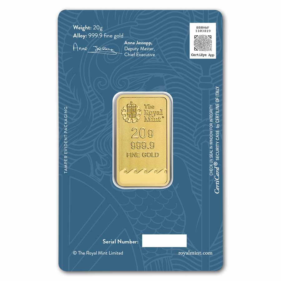 20 gram Gold Bar - The Royal Mint Britannia (New Assay)