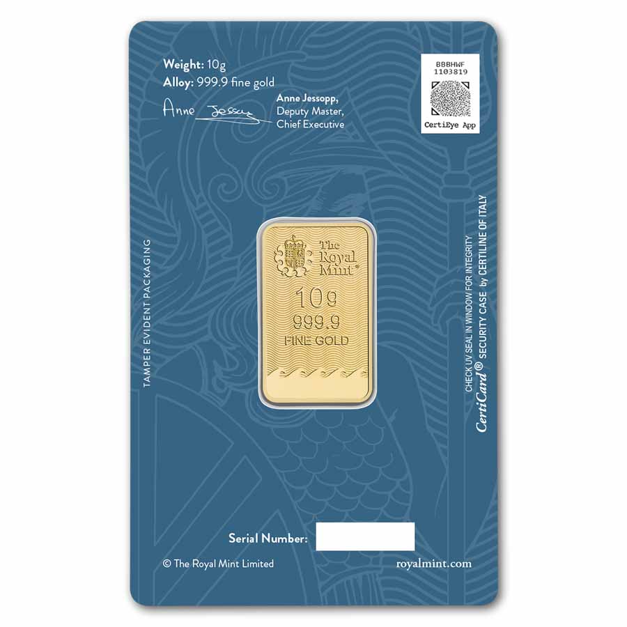 10 gram Gold Bar - The Royal Mint Britannia (New Assay)