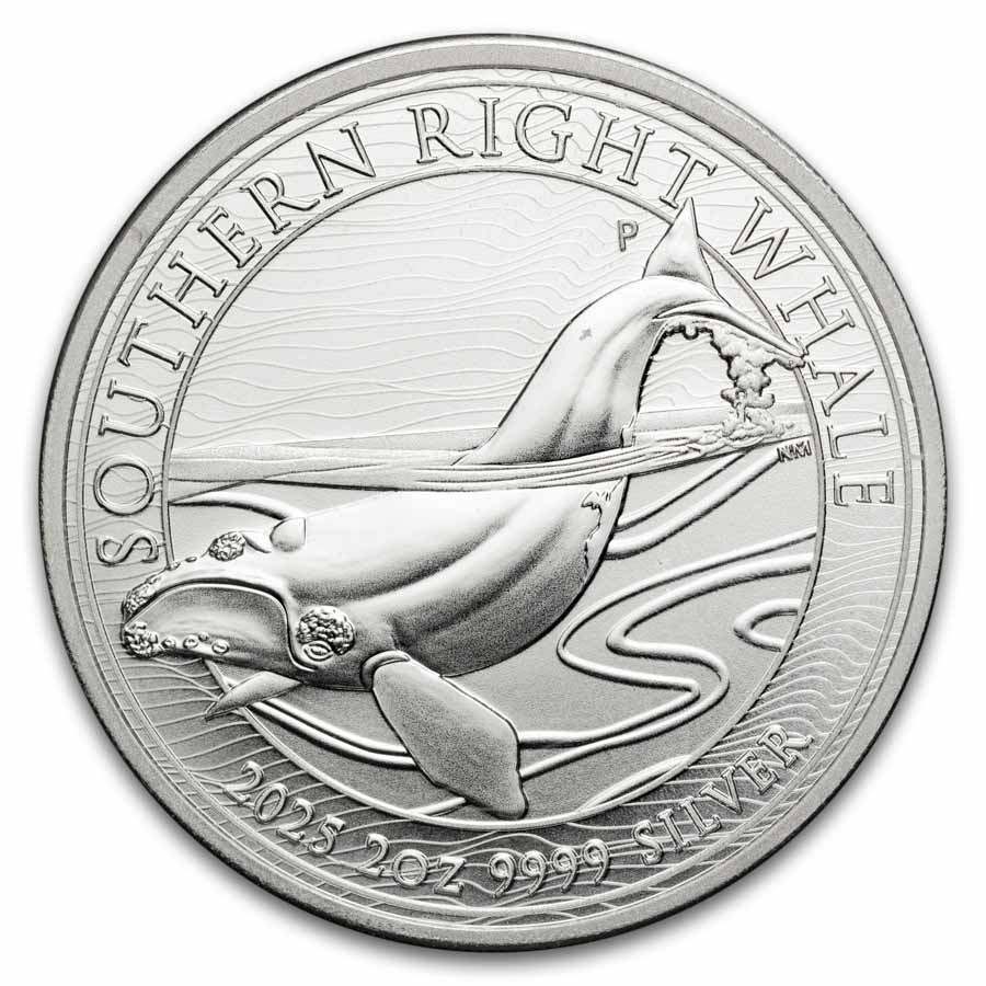 2025 Australia 2 oz Silver $2 Southern Right Whale Coin BU