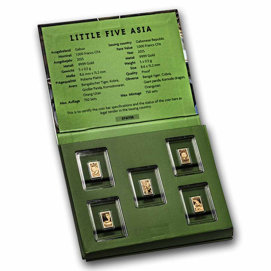 2025 Gabon Gold Little Five Asia 5-Coin Set (Box & CoA)
