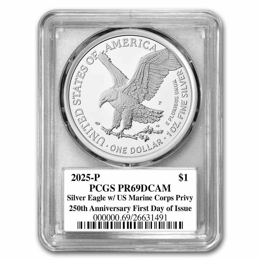 2025-P Proof Silver Eagle PR-69 PCGS (Marine Privy, FDI,Black)