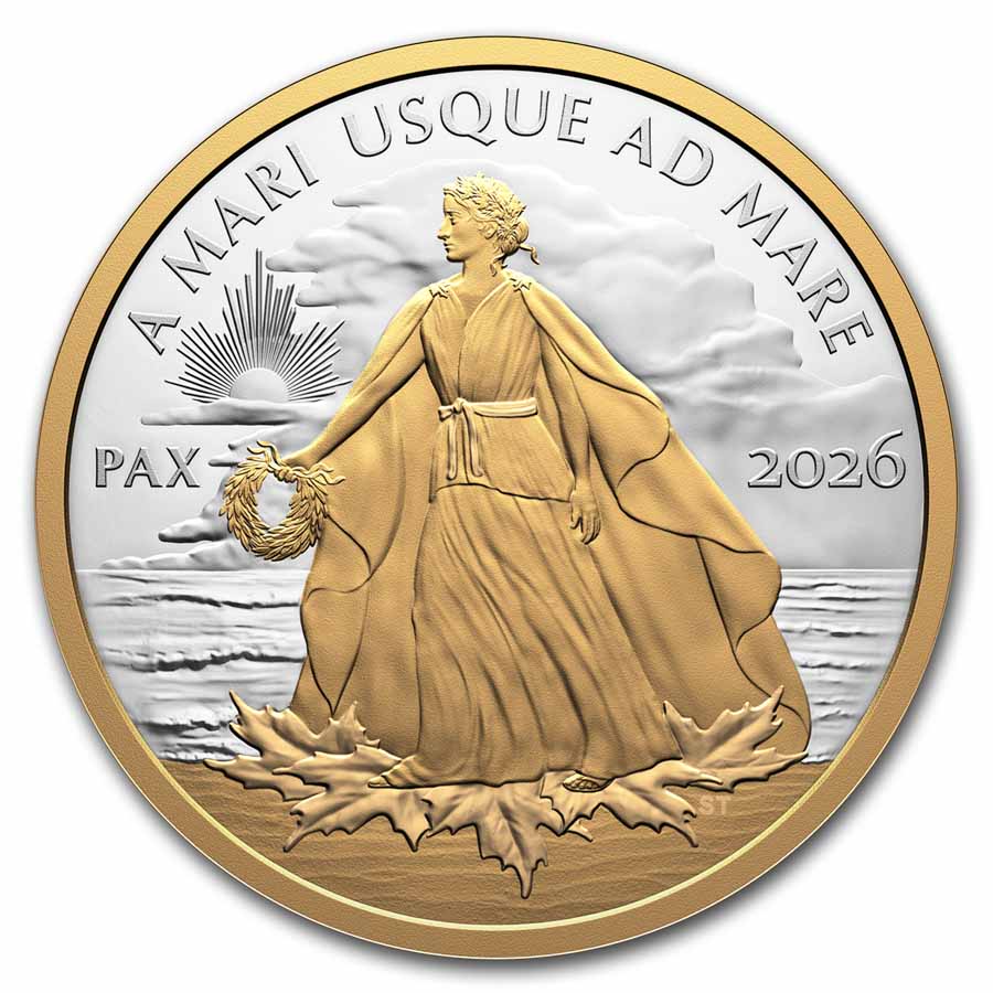 2026 Canada 1 oz Silver $1 Yellow Gold Peace Dollar Proof