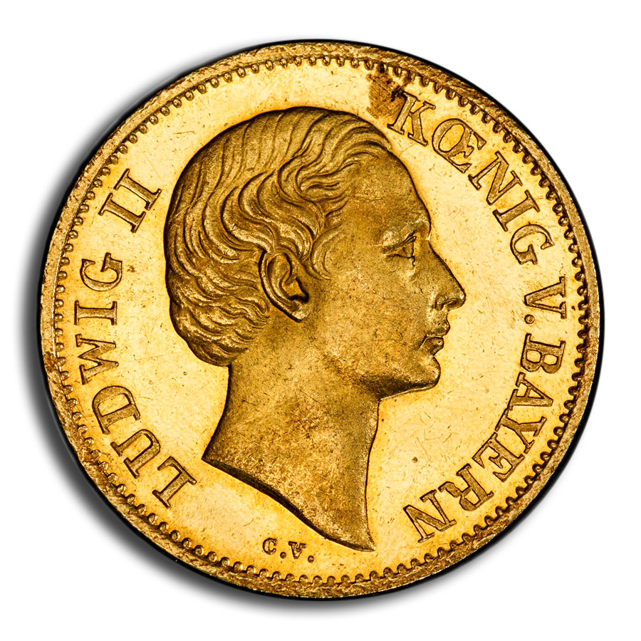 1864 Germany Gold Goldgulden MS-62 PCGS (PL, Bavaria)