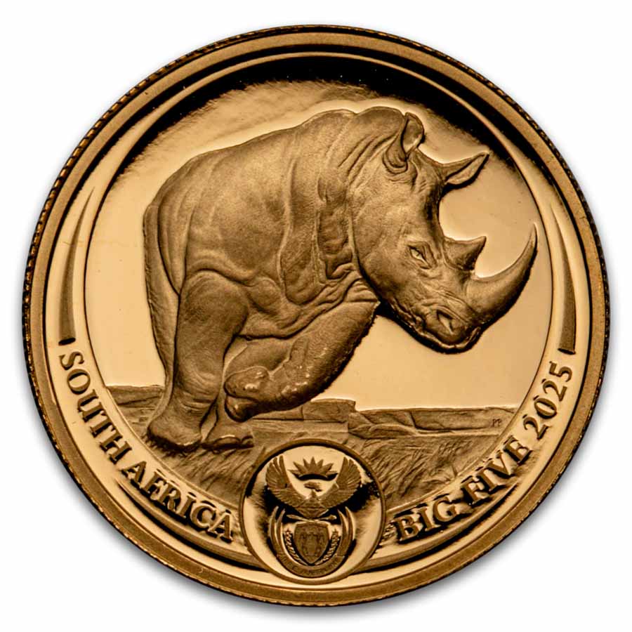 2025 South Africa 2-Coin Gold Big Five Rhino Proof Set Box & COA