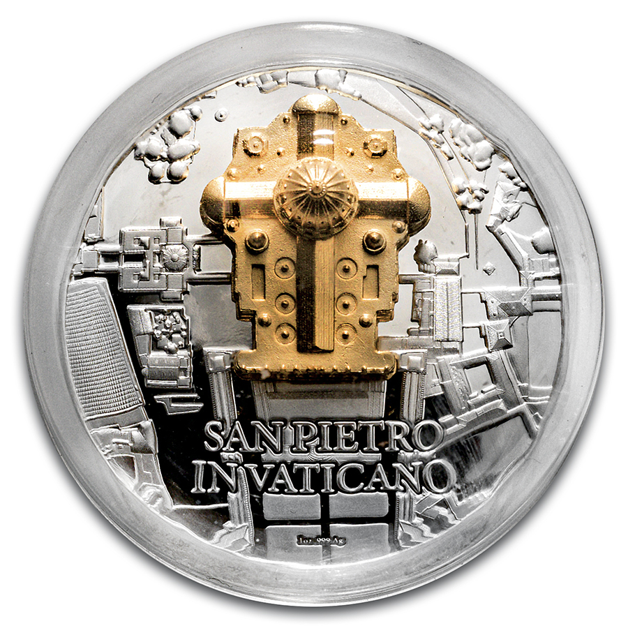 2025 Gabon 1 oz Silver Full Sculpture San Pietro Shaped Coin