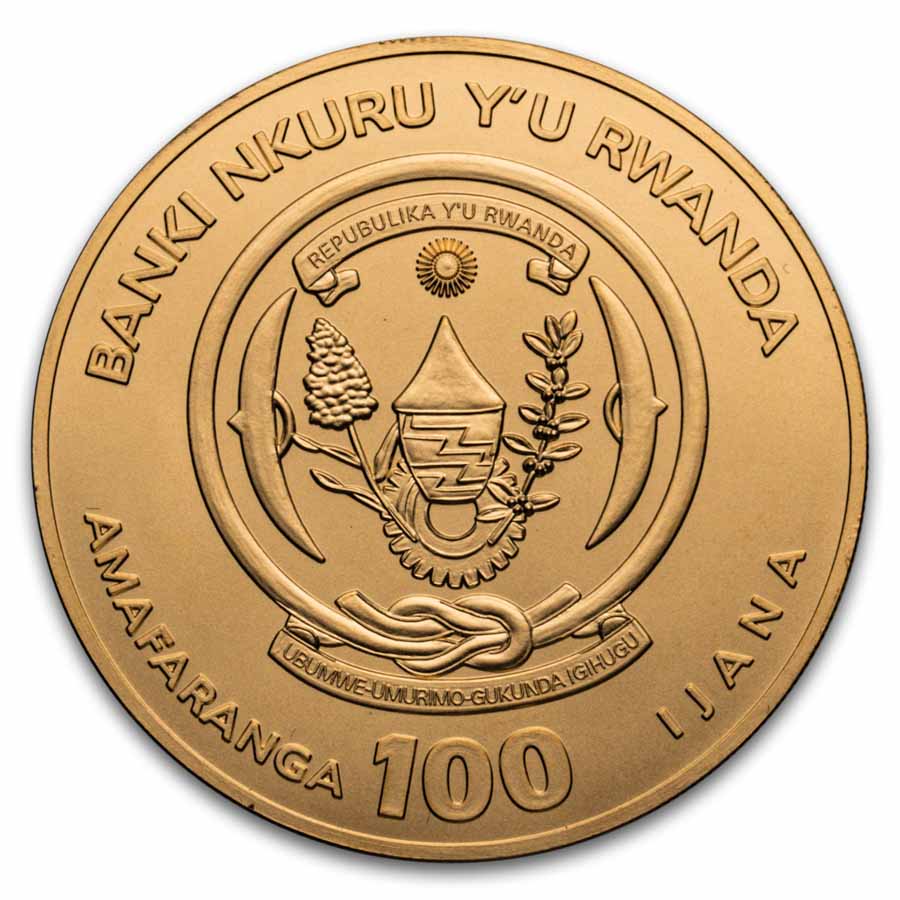 2026 Rwanda 1 oz Gold African Ounce Spotted Hyena BU